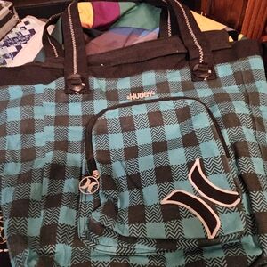 Hurley Turquoise and Black Patterned Tote